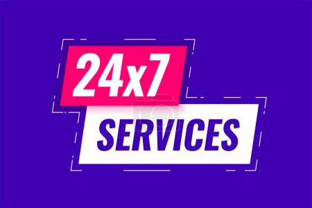 24 horas y 7 días asistente de servicio diario etiqueta banner vector 