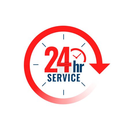 Service täglich für 24 Stunden geöffnet Hintergrund mit Zeichenvektor 