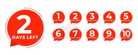 number of days left sticker template in flat style vector
