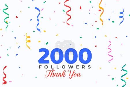 Glückwunsch für 2000 Follower Netzwerk auf Social Media Vektor