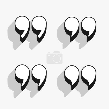 set of 3d quotation comma mark background for web talk vector