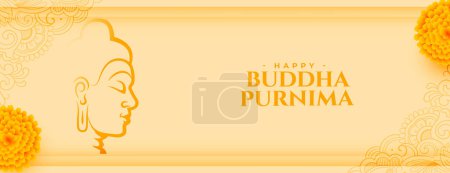 asiatische Kultur glücklich Buddha Purnima festlichen Banner mit floralen Design-Vektor