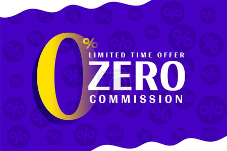 modern zero percent commission or fees off template for business promo vector