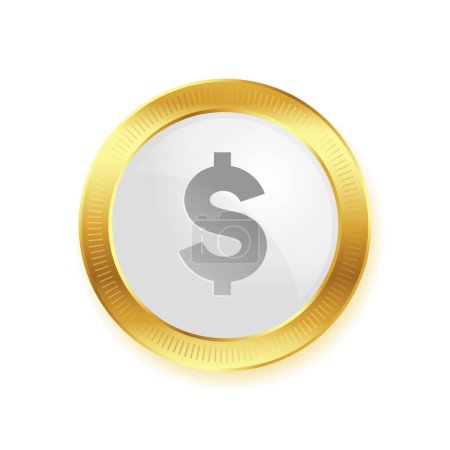 isolated US currency dollar golden coin design vector