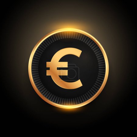 Europäisches Geld Goldmünze auf dunklem Hintergrund Vektor