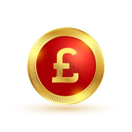 Illustration for Isolated UK currency pound gold coin in 3d style vector - Royalty Free Image