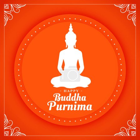 happy buddha purnima religious background for spiritual faith vector