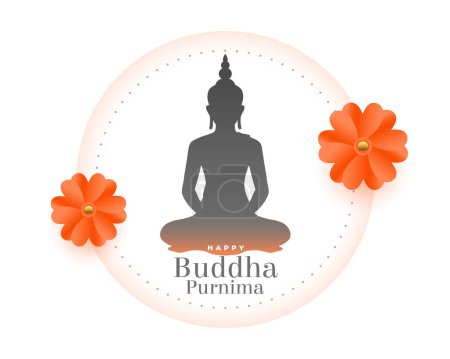 happy buddha purnima religious background with floral design vector