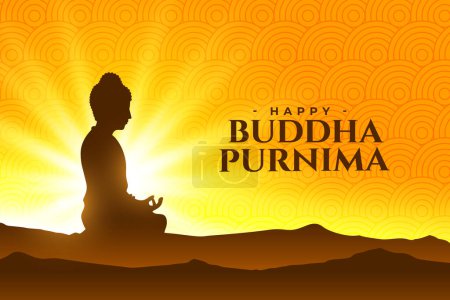 elegant happy buddha purnima wishes background with light effect vector