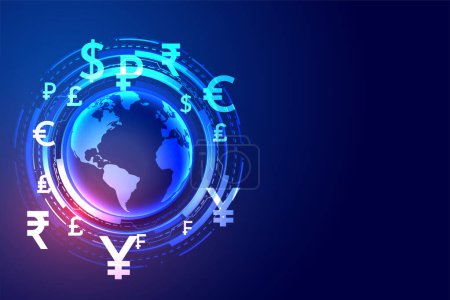 Ilustración de Vector de diseño de fondo de concepto de transferencia de dinero digital global techno - Imagen libre de derechos