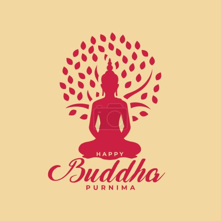 indian cultural buddha purnima wishes card with bodhi tree vector