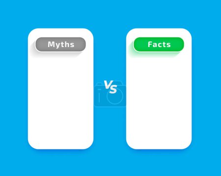 Illustration for Myths vs facts comparison list concept with text space vector - Royalty Free Image