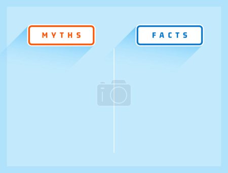 Illustration for Myths vs facts comparison list concept with text space vector - Royalty Free Image