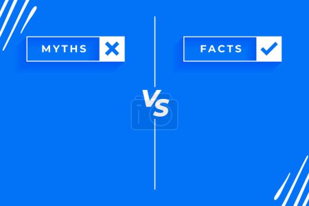 mythes versus faits concept de liste de bataille avec vecteur d'espace texte