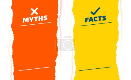 Illustration for Paper torn style myths vs facts versus battle with text space vector - Royalty Free Image