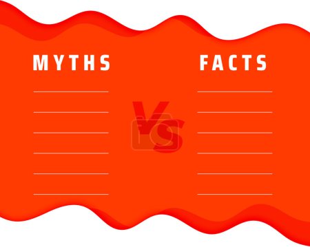 mythes vs faits fond concept liste de valeurs avec vecteur d'espace de texte