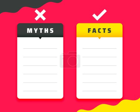 mythes vs faits check list concept avec vecteur d'espace texte