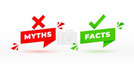 myths vs facts identity check in origami style vector