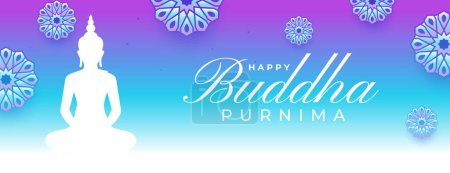 happy buddha purnima religious wallpaper in papercut style vector