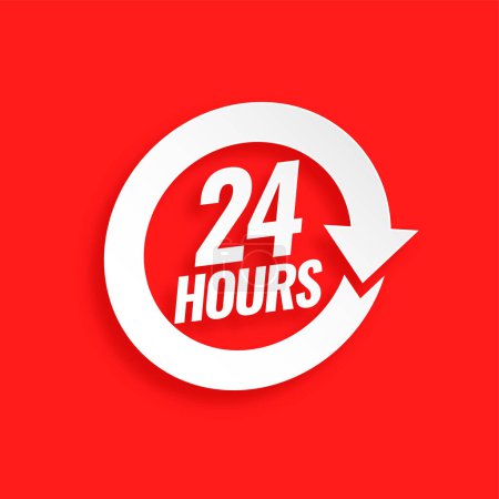 24 hours a day service background with arrow vector