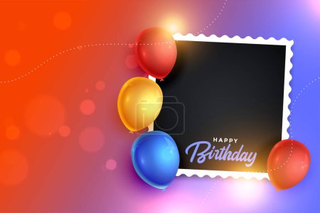 eye catching happy birthday greeting poster with empty photograph frame vector