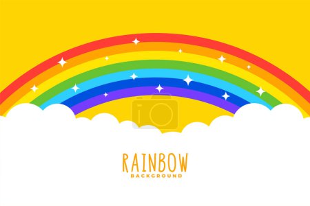 cute rainbow and cloudy background in paper cut style vector