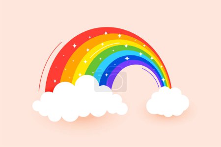 decorative rainbow and cloudy background in papercut style vector