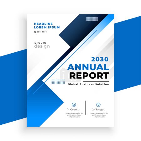 white and blue annual report business template a firm document vector