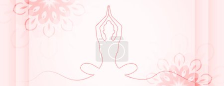 affiche de la journée internationale de yoga femme faisant asana en ligne art vecteur
