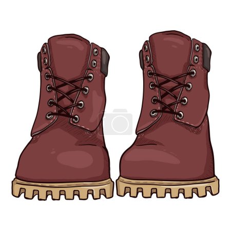 Ilustración de Cartoon Red Work Boots. Front View Vector Illustration - Imagen libre de derechos
