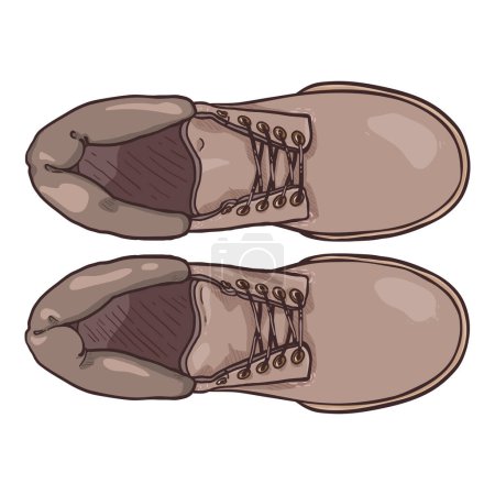 Ilustración de Cartoon Light Gray Work Boots. Vector Illustration Top View - Imagen libre de derechos