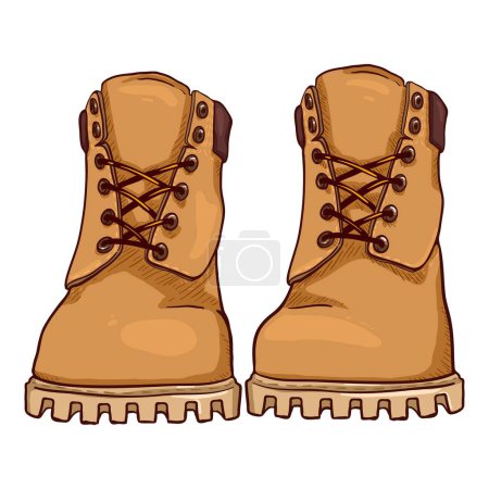 Illustration for Cartoon Yellow Work Boots. Vector Illustration Front View - Royalty Free Image