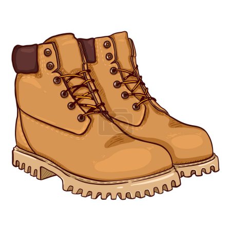 Ilustración de Cartoon Yellow Work Boots. Vector Illustration - Imagen libre de derechos