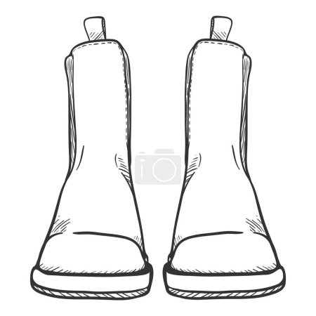 Téléchargez les illustrations : Croquis vectoriel Chelsea Chaussures. Bottes classiques pour hommes. - en licence libre de droit