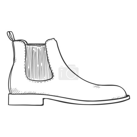Illustration for Vector Sketch Chelsea Shoes. Classic Men Boots. - Royalty Free Image