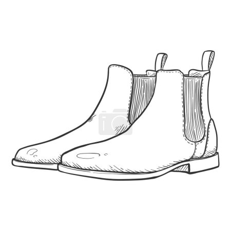 Ilustración de Vector Sketch Chelsea Shoes. Botas de hombre clásicas. - Imagen libre de derechos