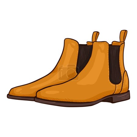 Illustration for Vector Yellow Suede Shoes. Cartoon Classic Chelsea Boots. - Royalty Free Image