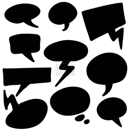 Illustration for Vector Set of Black Speech Bubbles on Isolated White Background - Royalty Free Image
