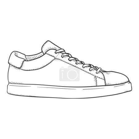 Ilustración de Vector Sketch Sneakers. Ilustración de zapatos casuales inteligentes. Vista lateral. - Imagen libre de derechos