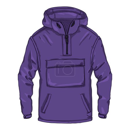 Illustration for Vector Cartoon Purple Anorak. Casual Rain Jacket - Royalty Free Image