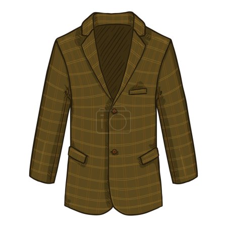 Illustration for Vector Cartoon Green Checkered Men Jacket on White Background - Royalty Free Image