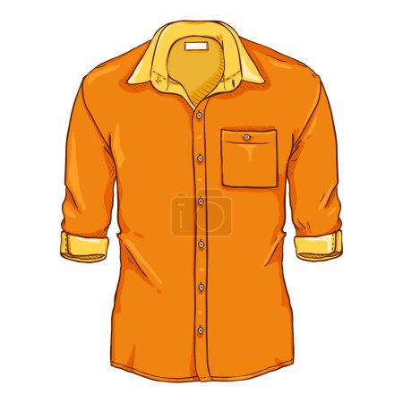 Ilustración de Camisa de los hombres casuales anaranjados de la historieta del vector con las mangas enrollables - Imagen libre de derechos