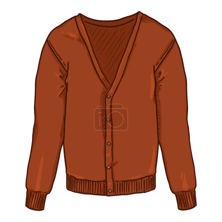 Illustration for Terracotta Color Cardigan on White Background. Vector Cartoon Illustration - Royalty Free Image