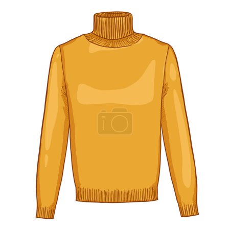 Illustration for Vector Yellow Turtleneck Sweater. Men Clothing Cartoon Illustration - Royalty Free Image