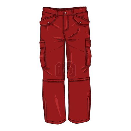 Téléchargez les illustrations : Illustration de dessin animé vectoriel Pantalon de randonnée rouge d'hiver - en licence libre de droit