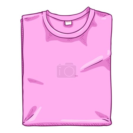Illustration for Vector Cartoon Illustration - Folded Pink T-shirt - Royalty Free Image