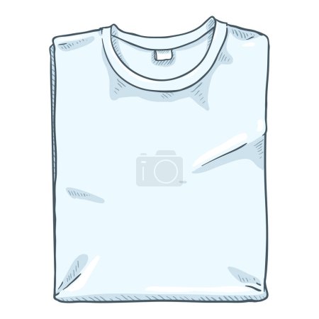 Illustration for Vector Cartoon Illustration - Folded White T-shirt - Royalty Free Image