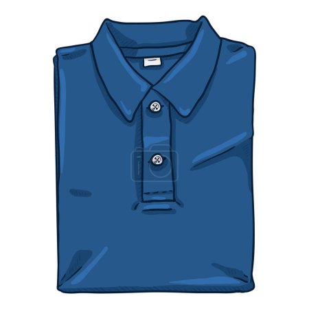Illustration for Vector Cartoon Illustration - Folded Blue Polo Shirt - Royalty Free Image