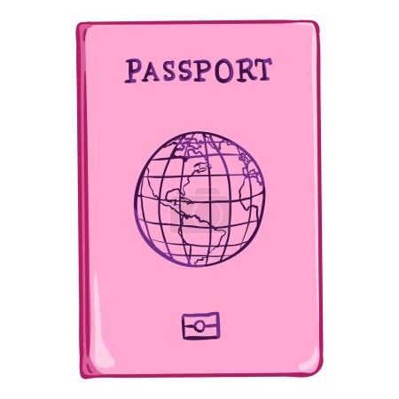 Téléchargez les illustrations : Passeport international rose dessin animé vectoriel. Vue de face. - en licence libre de droit