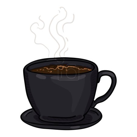 Téléchargez les illustrations : Dessin animé vectoriel noir tasse de café - en licence libre de droit